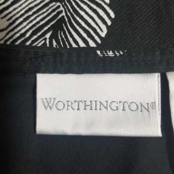 VINTAGE 1990s Worthington Black Floral Midi Skirt Size 8 Cotton Modest Church - Picture 3 of 6